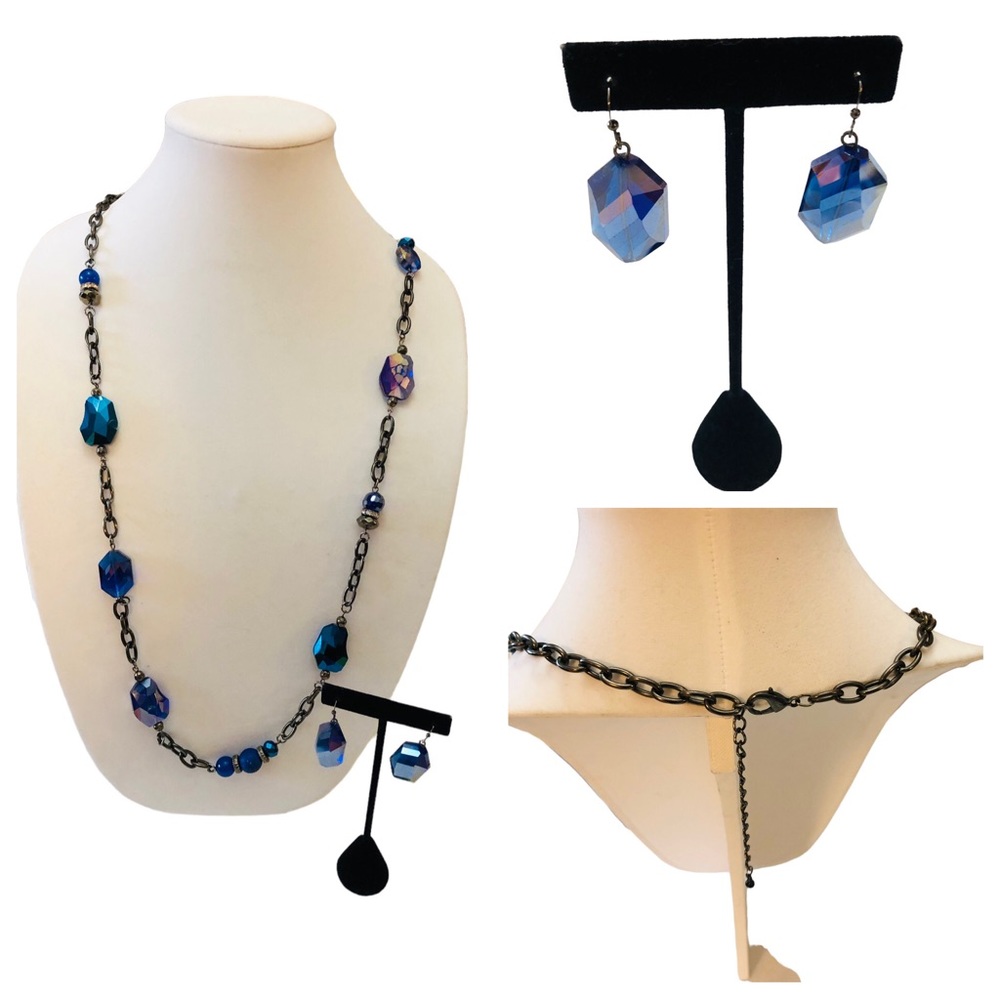 VTG-Blue Iridescent Necklace Set